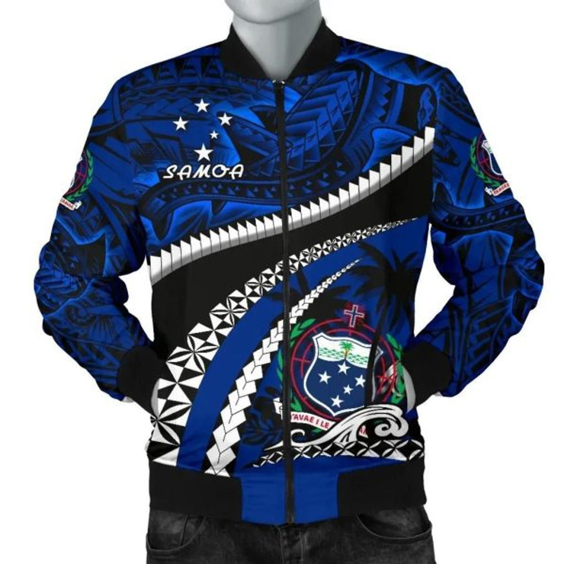 FUNSTUFFPRINT Bomber Jacketamoa Polynesian Shark Tattoo 3D Bomber Jacket