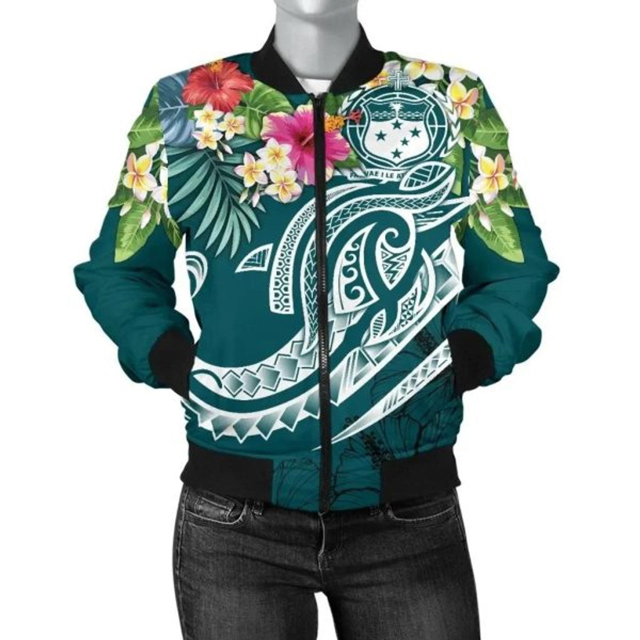FUNSTUFFPRINT Bomber Jacketamoa Polynesian - Summer Plumeria 3D Bomber Jacket