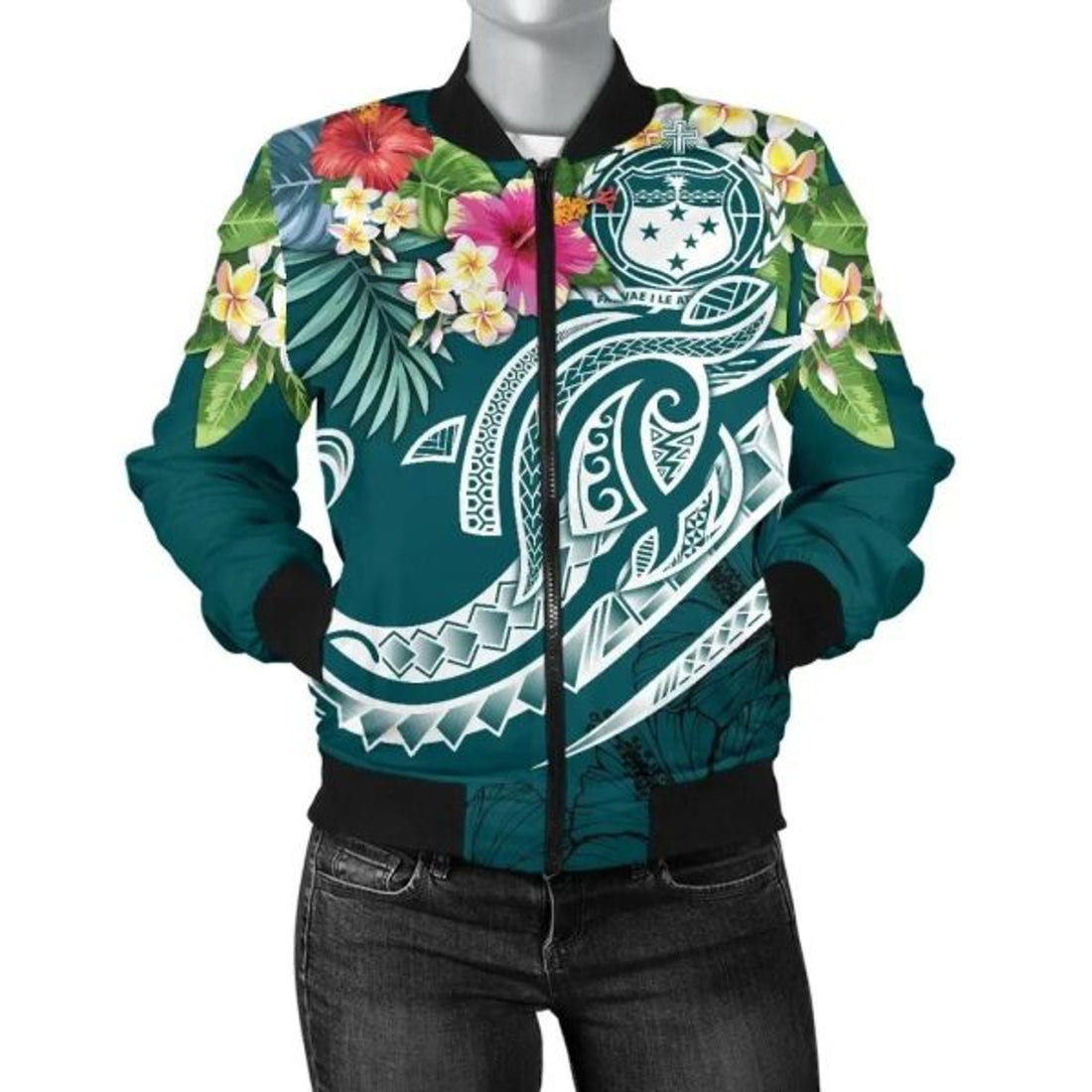 FUNSTUFFPRINT Bomber Jacketamoa Polynesian - Summer Plumeria 3D Bomber Jacket