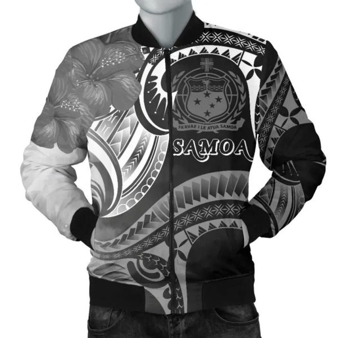 FUNSTUFFPRINT Bomber Jacketamoa - Samoa Seal Wave Style (Black) 3D Bomber Jacket
