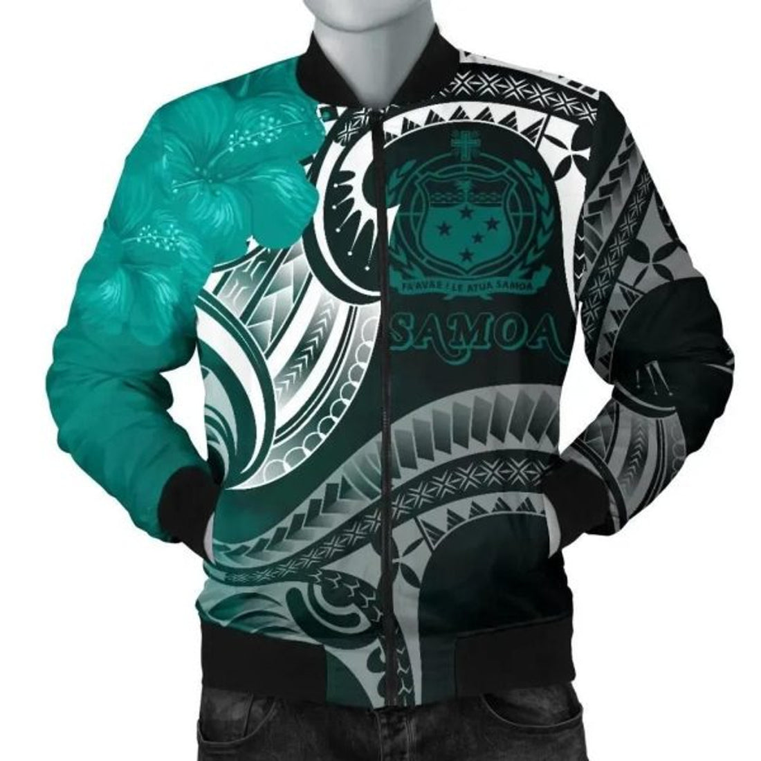 FUNSTUFFPRINT Bomber Jacketamoa - Samoa Seal Wave Style (Green) 3D Bomber Jacket