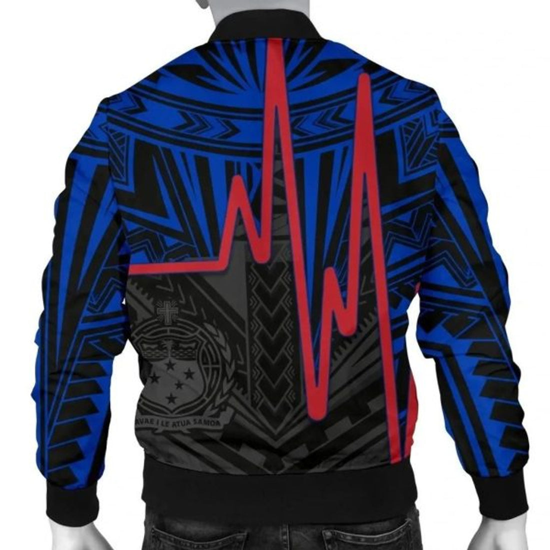 FUNSTUFFPRINT Bomber Jacketamoa - Samoa Seal With Polynesian Patterns In Heartbeat Style (Blue) 3D Bomber Jacket