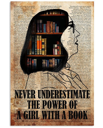 Book Lover, Never Underestimate, The Power Of A Girl, With A Book Poster and Canvas
