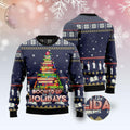 FUNSTUFFPRINT Book Christmas Tree Ugly Christmas Sweater, Xmas Tree Sweater, Christmas Sweater Ugly Sweater