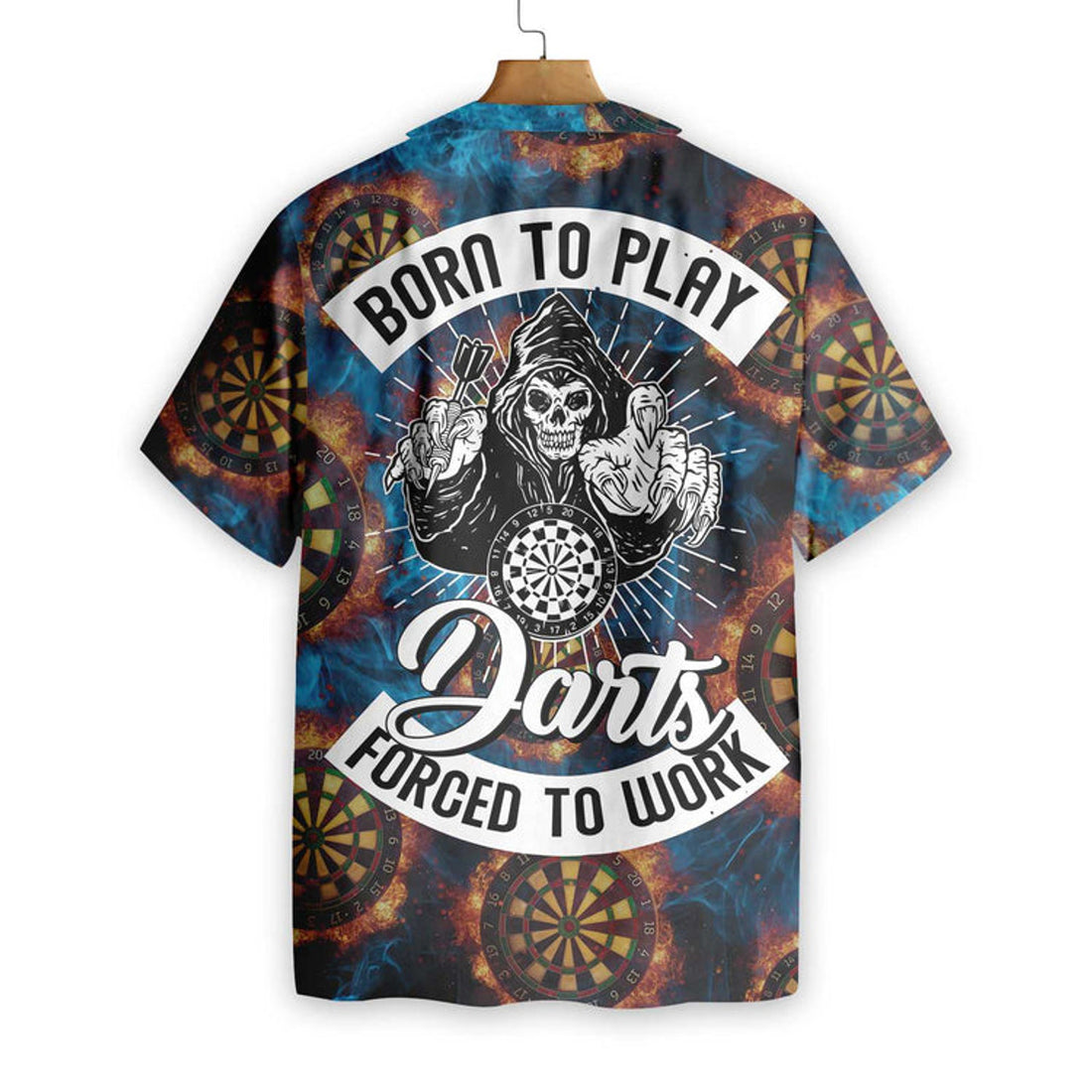 Born To Play Dart Forced To Work Hawaiian Shirt, Colorful Summer Aloha Shirt For Men Women, Gift For Friend, Team, Family, Dart Lovers