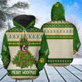 FUNSTUFFPRINT 3D Boston Terrier Merry Woofmas All Over 3D Hoodie and Zip Hoodie