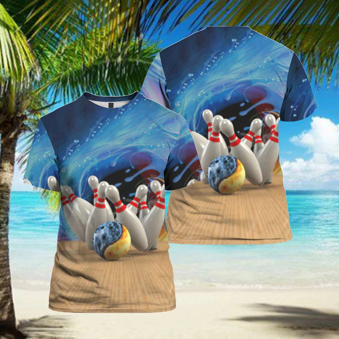 FUNSTUFFPRINT Bowling All Over Printed T-Shirt For Men Women 3D T-shirt