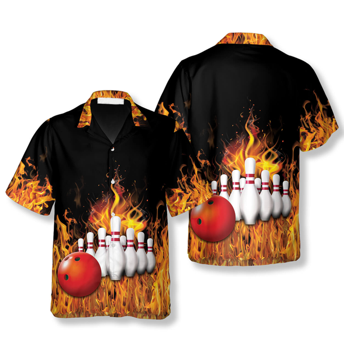 Bowling Strike and Strip Lines Pattern Bowling Hawaiian Shirt, 3D All Over Print Bowling Hawaiian Shirt