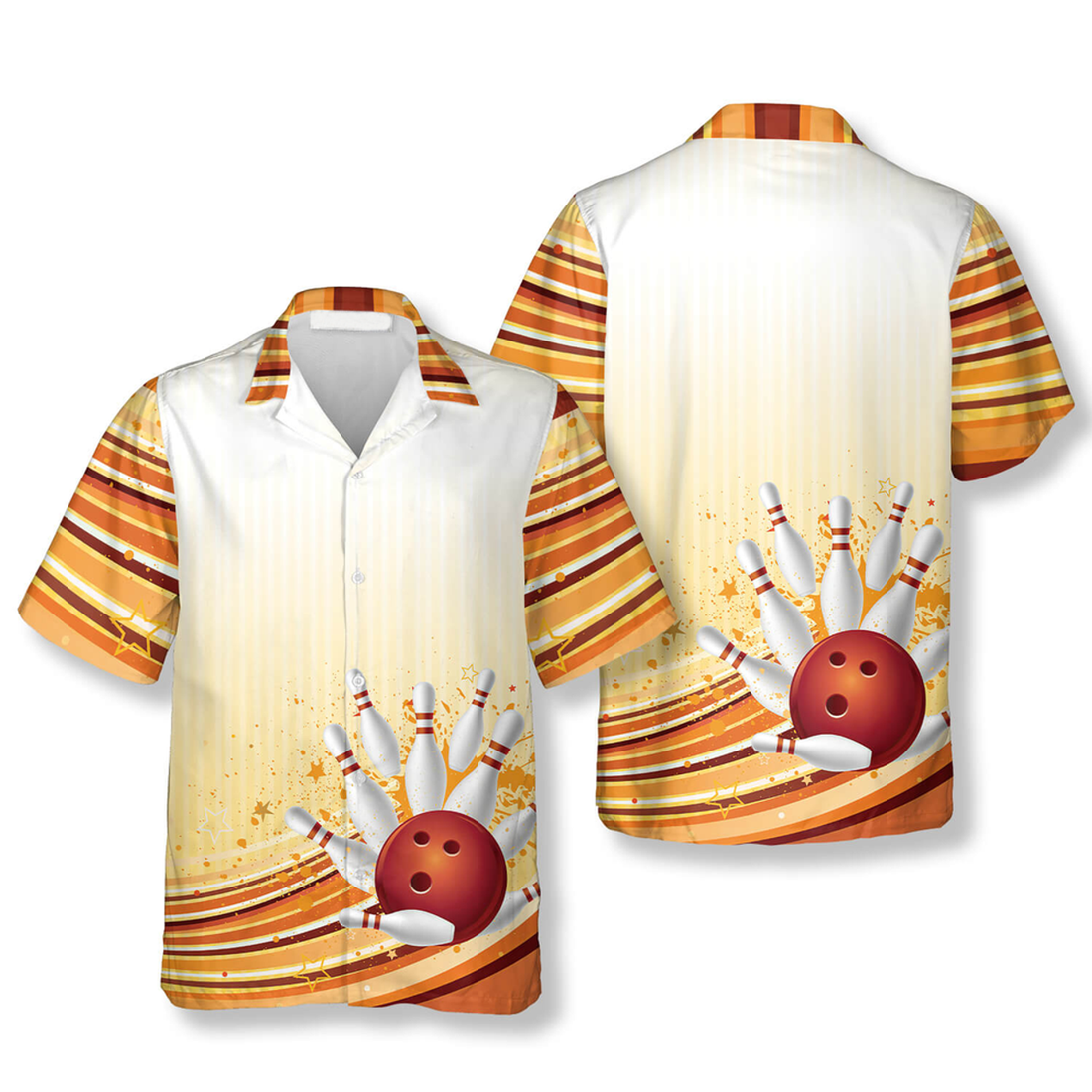 Bowling Strike and Strip Lines Pattern Bowling Hawaiian Shirt, 3D All Over Print Bowling Hawaiian Shirt