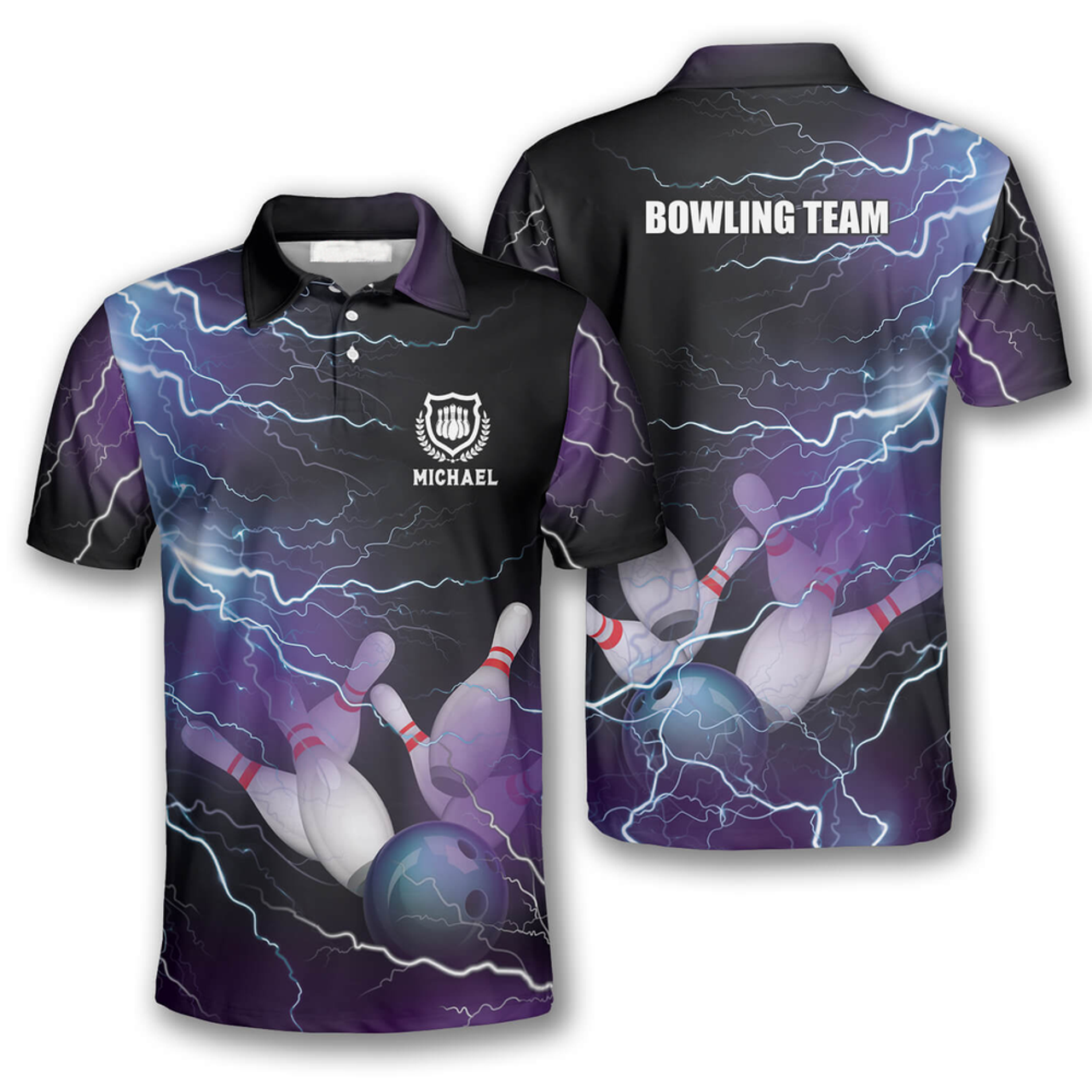 Custom Strike Thunder Lightning Custom Bowling Shirts For Men