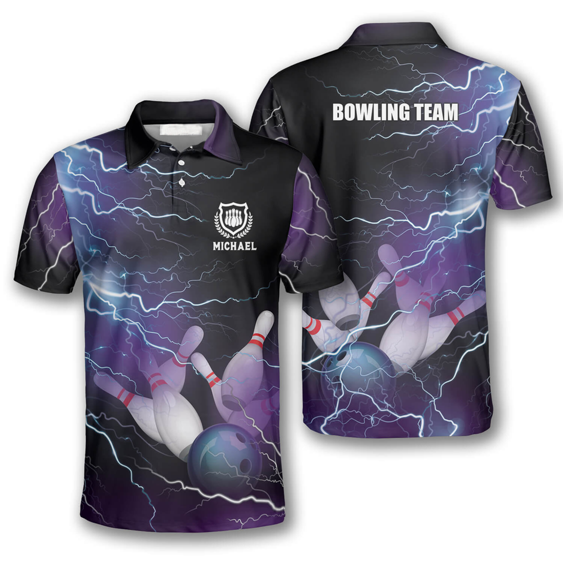 Custom Strike Thunder Lightning Custom Bowling Shirts For Men
