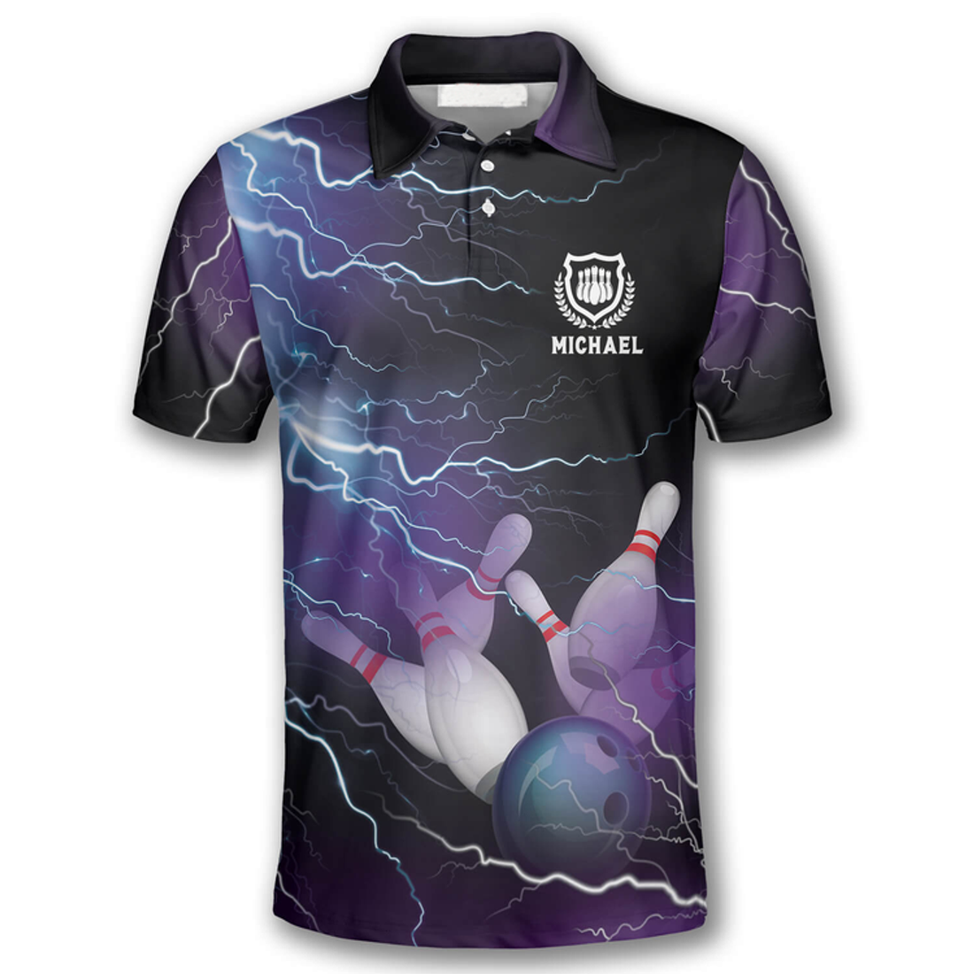 Custom Strike Thunder Lightning Custom Bowling Shirts For Men