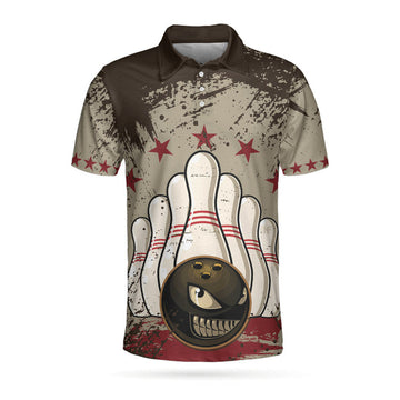 Bowling Ball Vintage Background Short Sleeve Polo Shirt, Crazy Polo Shirt, Best Bowling Shirt For Men