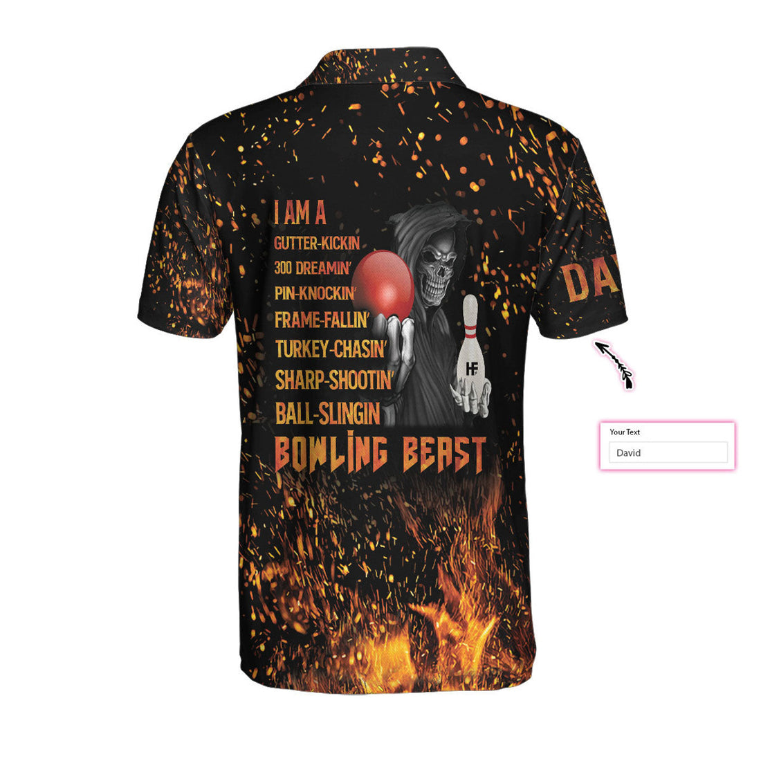 Custom Men Polo Shirt - Bowling Beast Custom Polo Shirt, Flame Pattern Bowling Shirt For Men, Personalized Bowling Gift Idea - Best Polo Shirt For Men