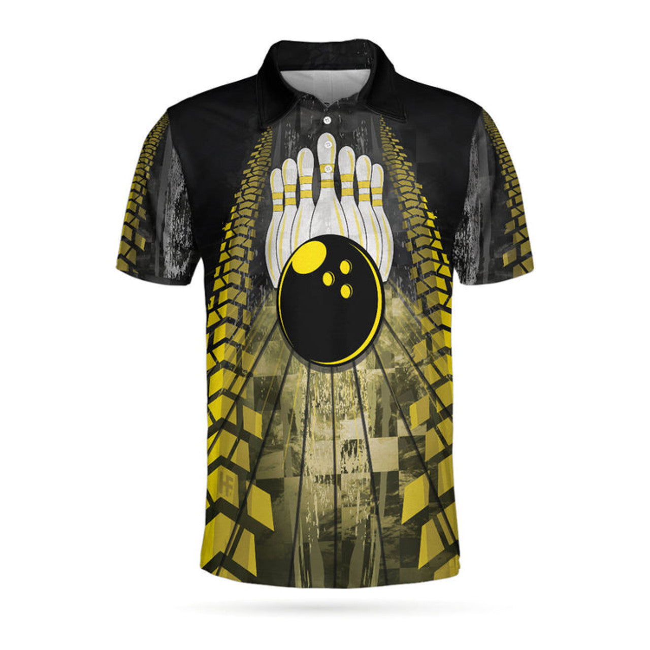 Bowling Bull Black And Yellow Short Sleeve Polo Shirt For Bowling, Bull Polo Shirt, Best Bowling Shirt For Men