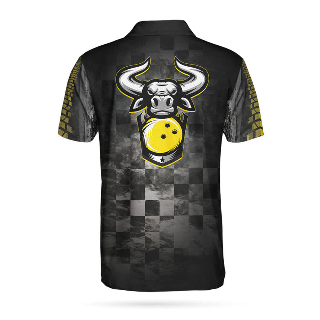 Bowling Bull Black And Yellow Short Sleeve Polo Shirt For Bowling, Bull Polo Shirt, Best Bowling Shirt For Men