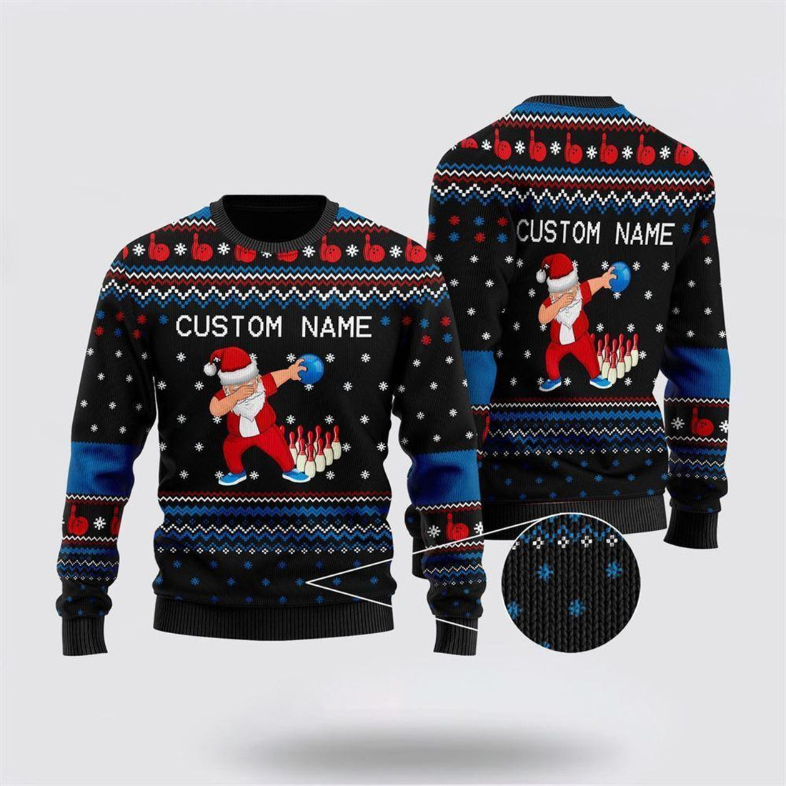 FUNSTUFFPRINT Bowling Image Cool Noel Pattern Ugly Christmas Sweater – Christmas Gift For Bowling Enthusiasts Ugly Sweater