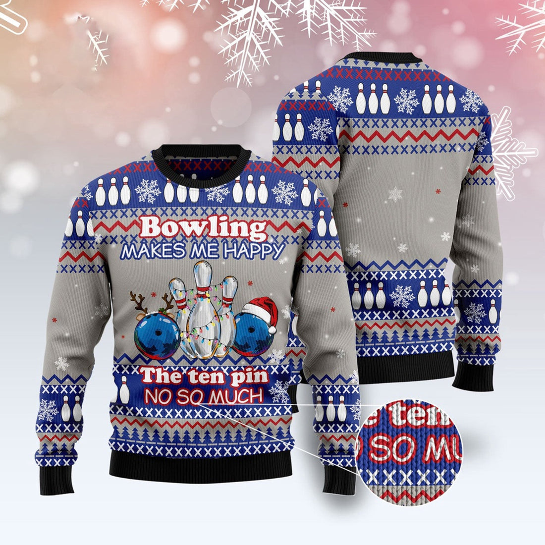 FUNSTUFFPRINT Bowling Merry Christmas Ugly Christmas Sweater, Christmas Sweater, Ugly Sweater, Funny Xmas Sweaters Ugly Sweater