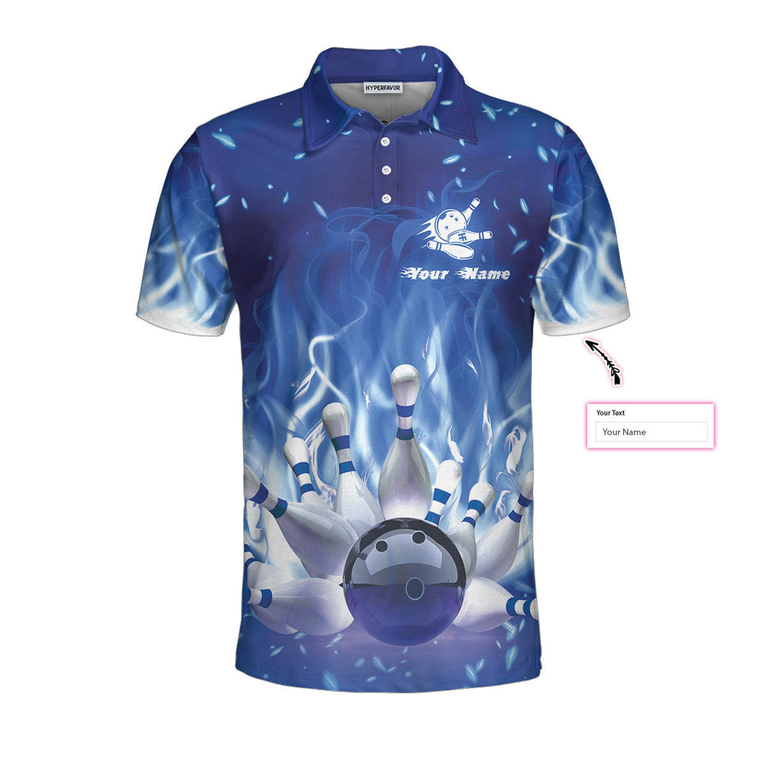 Custom Bowling Custom Men Polo Shirt - Bowling On Blue Fire Custom Polo Shirt, Personalized Bowling Shirt For Men - Perfect Gift For Friend, Family, Bowling Lovers