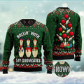 FUNSTUFFPRINT Bowling Rollin With My Snowmies Ugly Christmas Sweater, Christmas Sweater, Ugly Sweater, Funny Xmas Sweaters Ugly Sweater
