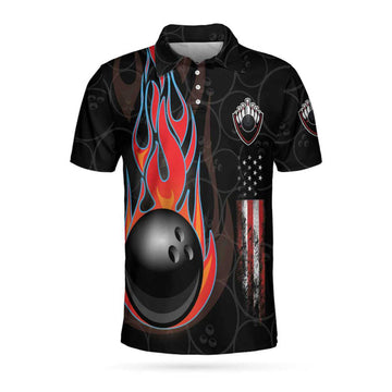 Custom Bowling Skull Short Sleeve Custom Polo Shirt, Personalized Skull American Flag Polo Shirt, Best Bowling Shirt For Men