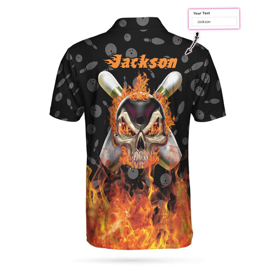 Custom Bowling Custom Men Polo Shirt - Bowling Skull Flame Custom Polo Shirt, Personalized Skull Bowling Polo Shirt - Perfect Gift For Friend, Family, Bowling Lovers
