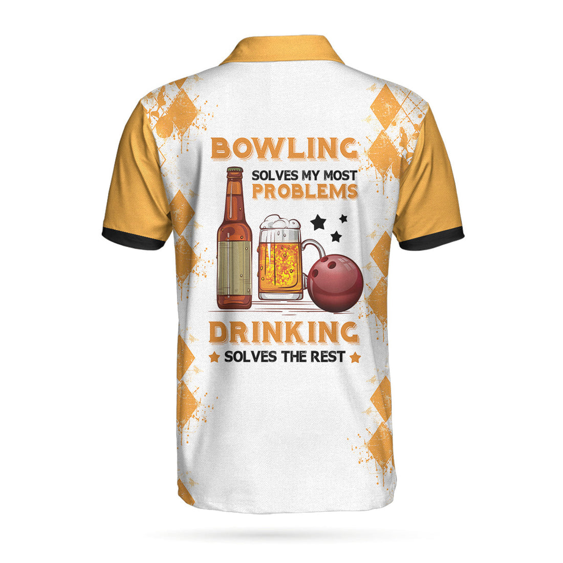 Bowling Men Polo Shirt - Argyle Pattern Beer Polo Shirt, Bowling Shirt For Men - Perfect Gift For Friend, Family, Bowling Lovers