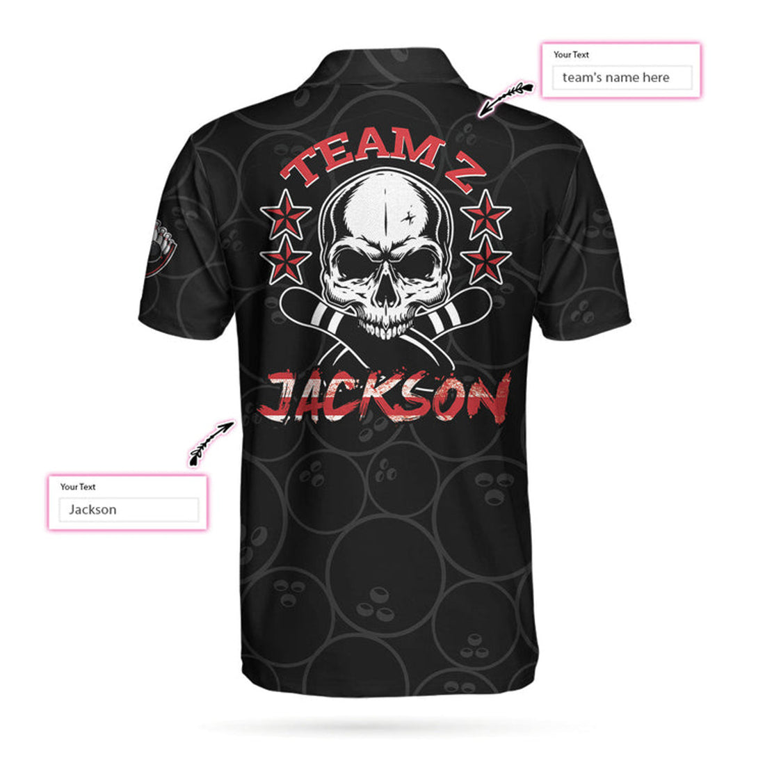 Custom Bowling Team Skull Short Sleeve Custom Polo Shirt, Personalized Skull American Flag Polo Shirt, Bowling Shirt For Men