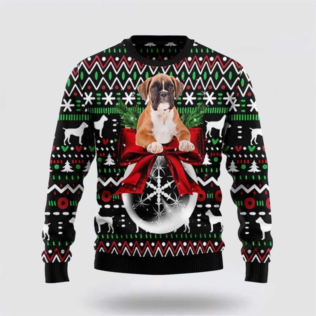 FUNSTUFFPRINT Boxer Xmas Ball Ugly Christmas Sweater For Men And Women, Gift For Christmas, Best Winter Christmas Outfit Ugly  Sweater