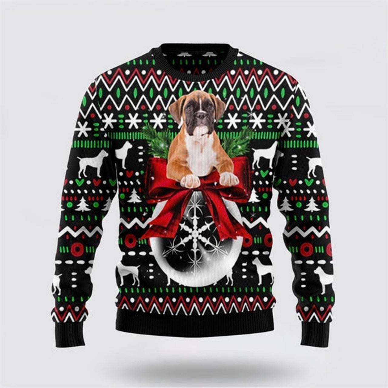 FUNSTUFFPRINT Boxer Xmas Ball Ugly Christmas Sweater For Men And Women, Gift For Christmas, Best Winter Christmas Outfit Ugly  Sweater
