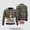 FUNSTUFFPRINT Boxers Through The Snow Ugly Christmas Sweater For Men And Women, Gift For Christmas, Best Winter Christmas Outfit Ugly  Sweater