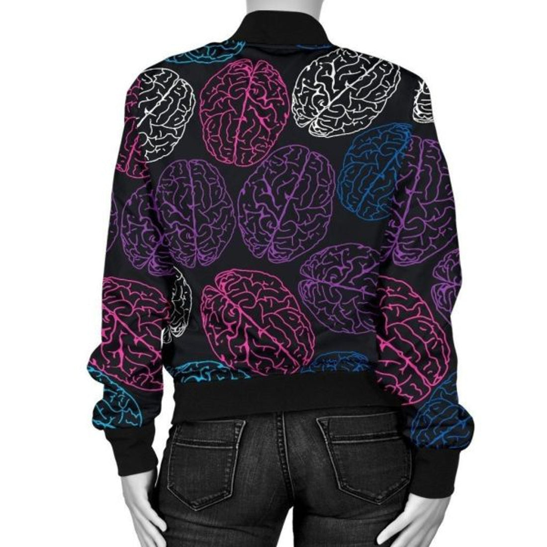 FUNSTUFFPRINT Brain Pattern Print Women Casual 3D Bomber Jacket