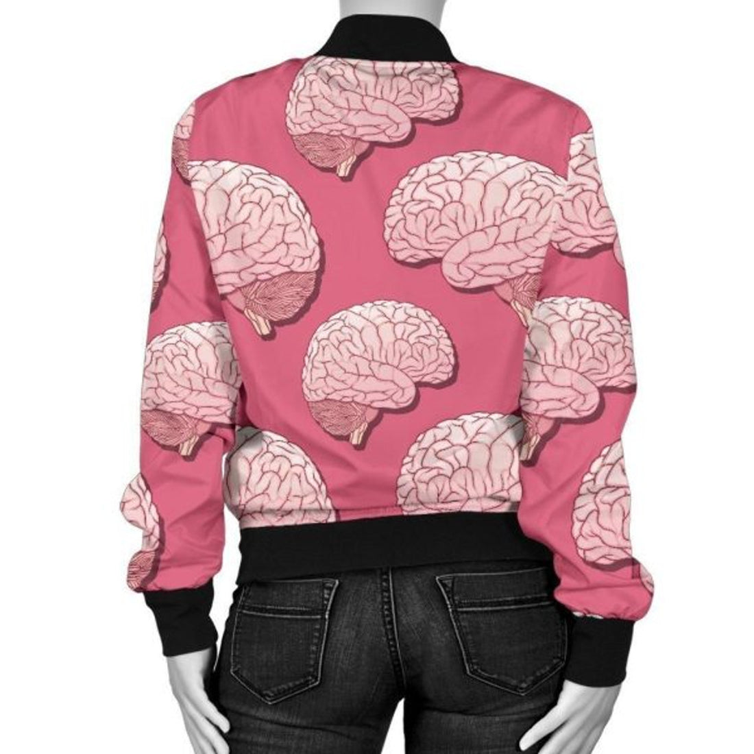 FUNSTUFFPRINT Brain Pink Pattern Print Women Casual 3D Bomber Jacket