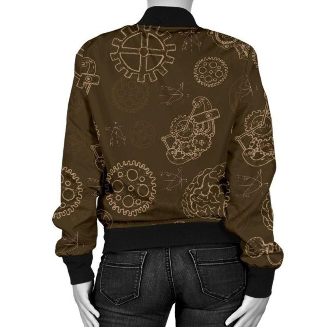 FUNSTUFFPRINT Brain Thinking Pattern Print Women Casual 3D Bomber Jacket