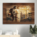 Brave Soldier Jesus Praying City In War Wooden Cross Canvas Wall Art - Christian Wall Decor