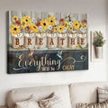 Breathe Everything Will Be Okay, Hummingbird Flower, Wall Decor Poster and Canvas