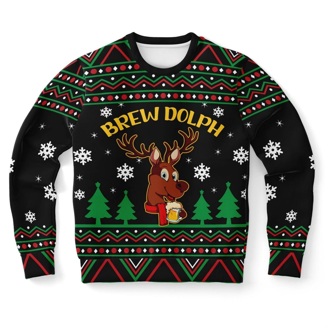 FUNSTUFFPRINT Brewdolph Ugly Christmas Sweater, Christmas Sweater, Ugly Sweater, Funny Xmas Sweaters Ugly Sweater