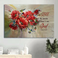 Brilliant Poppy Flower Colorful Hummingbird Be Still And Know That I Am God Canvas Wall Art - Christian Wall Decor