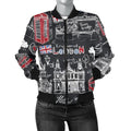 FUNSTUFFPRINT British Pattern Print Women Casual 3D Bomber Jacket