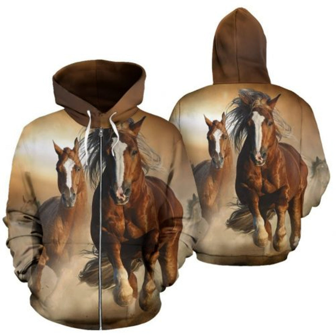 FUNSTUFFPRINT Horse Couple 3D Hoodie and Zip Hoodie