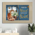 Brown Cat Canvas Daisy Vase Blue Window Canvas Cat Lover Forever Blessed With Every Breath Canvas Wall Art - Christian Wall Decor