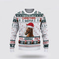 FUNSTUFFPRINT Brown Horse Green Merry Christmas Ugly Sweater, Gifts For Farmers, Rural Lovers Ugly Sweater