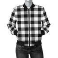 FUNSTUFFPRINT Buffalo Plaid Women's Bomber Jacket White Black 3D Bomber Jacket