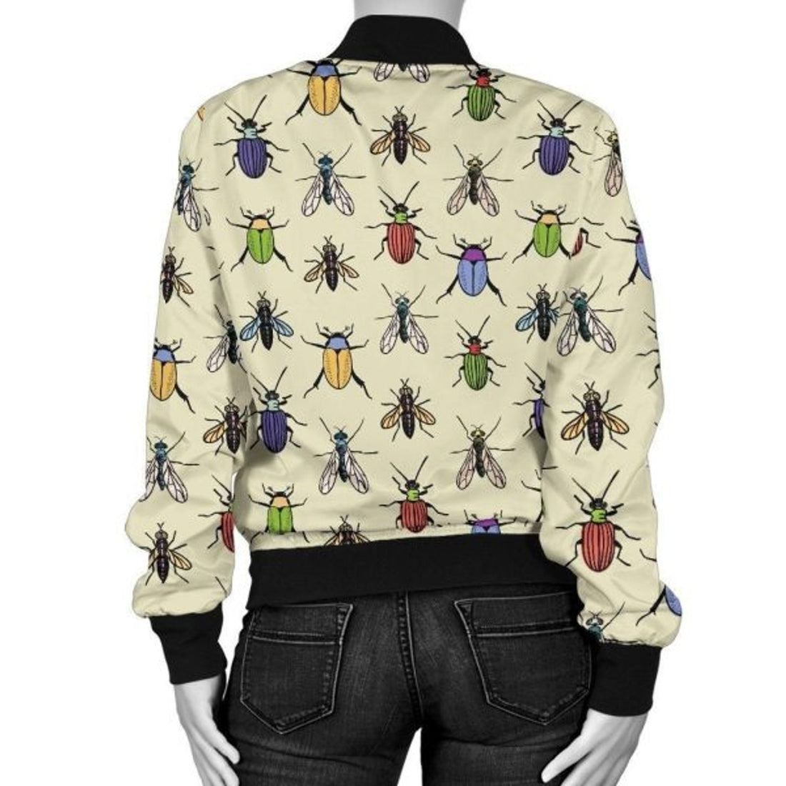 FUNSTUFFPRINT Bug Pattern Print Women Casual 3D Bomber Jacket