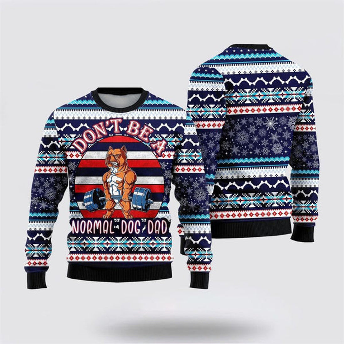 FUNSTUFFPRINT Bull Dog Deadlift Ugly Christmas Sweater For Men And Women, Gift For Christmas, Best Winter Christmas Outfit Ugly  Sweater