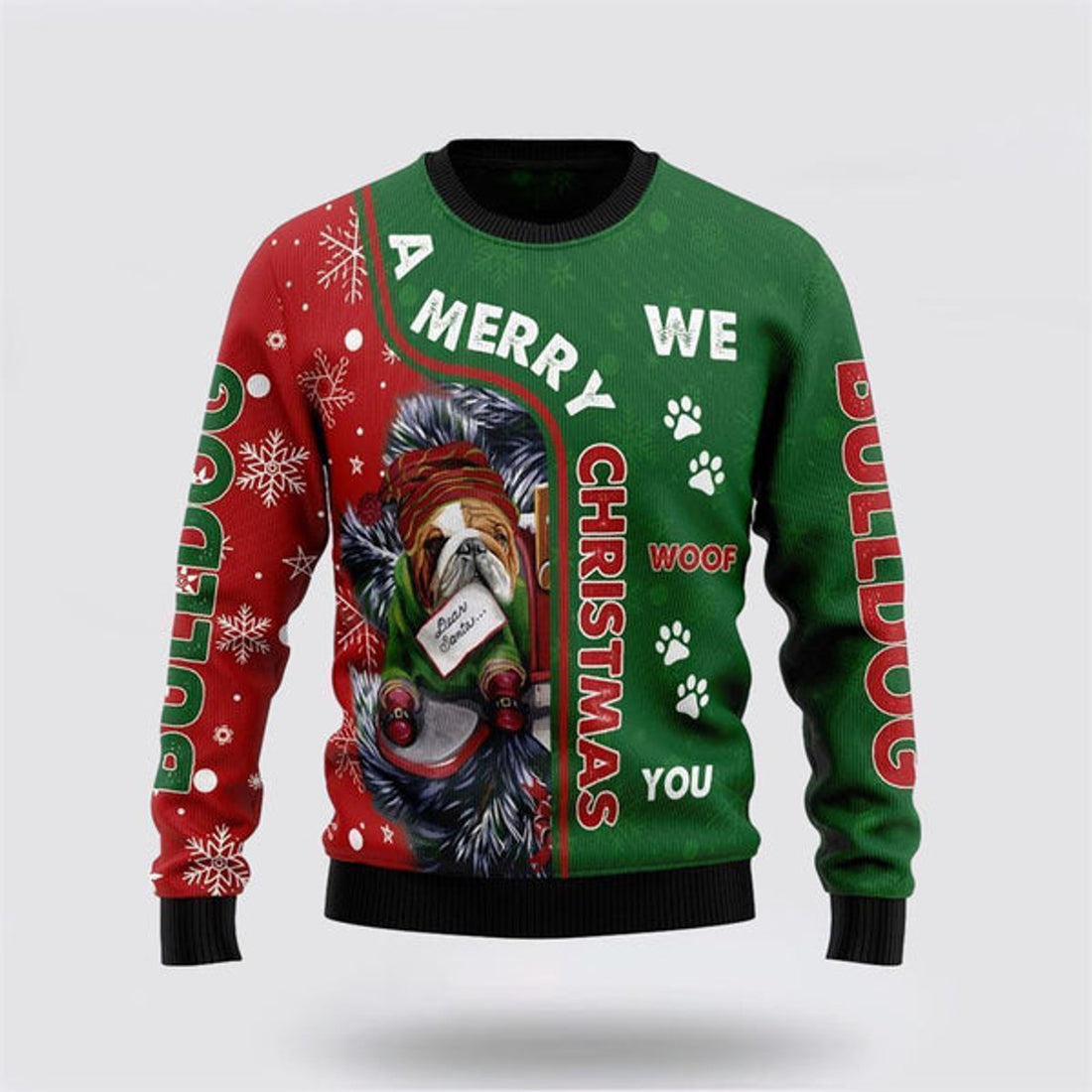 FUNSTUFFPRINT Bulldog 3D Ugly Christmas Sweater For Men And Women, Gift For Christmas, Best Winter Christmas Outfit Ugly  Sweater