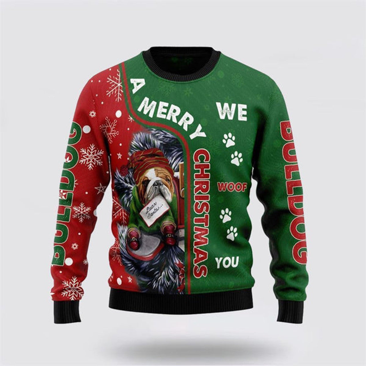 FUNSTUFFPRINT Bulldog 3D Ugly Christmas Sweater For Men And Women, Gift For Christmas, Best Winter Christmas Outfit Ugly  Sweater