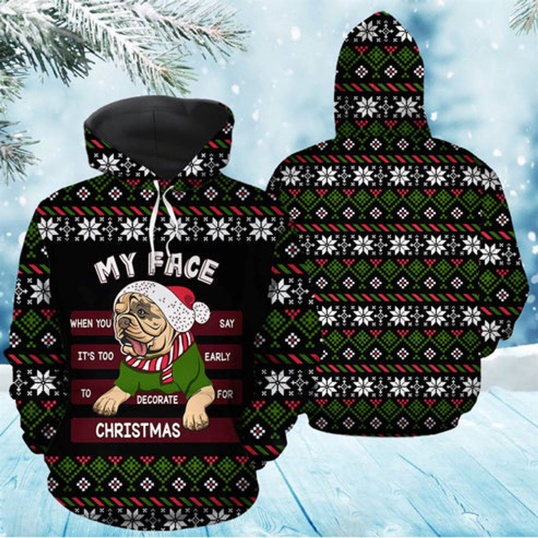 FUNSTUFFPRINT 3D Bulldog My Face All Over 3D Hoodie and Zip Hoodie