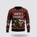 FUNSTUFFPRINT Bulldog Santa Favorite Ho Christmas Ugly Sweater - Pet Lover Christmas Sweater Ugly Sweater