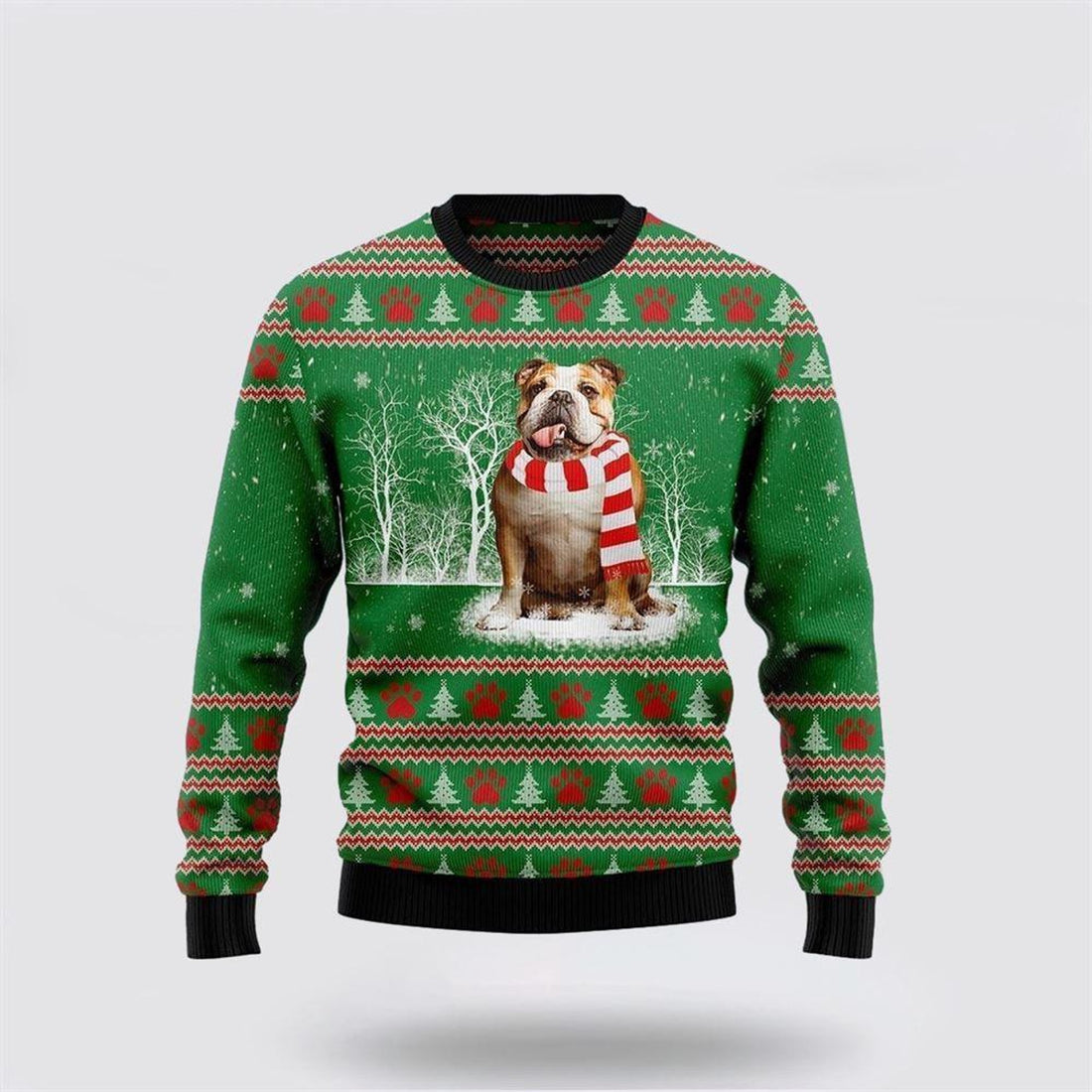 FUNSTUFFPRINT Bulldog True Friend Ugly Christmas Sweater – Pet Lover Christmas Sweater Ugly  Sweater
